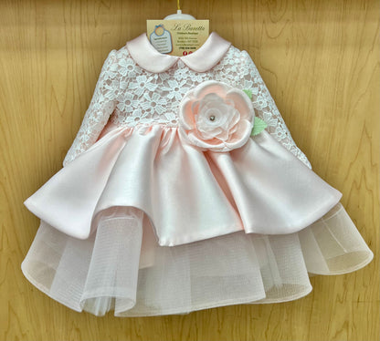 Pink lace top party Dress Made In Italy