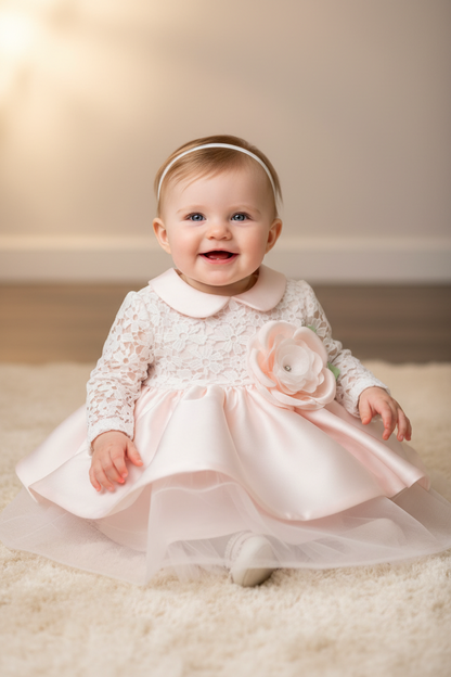 Pink lace top party Dress Made In Italy