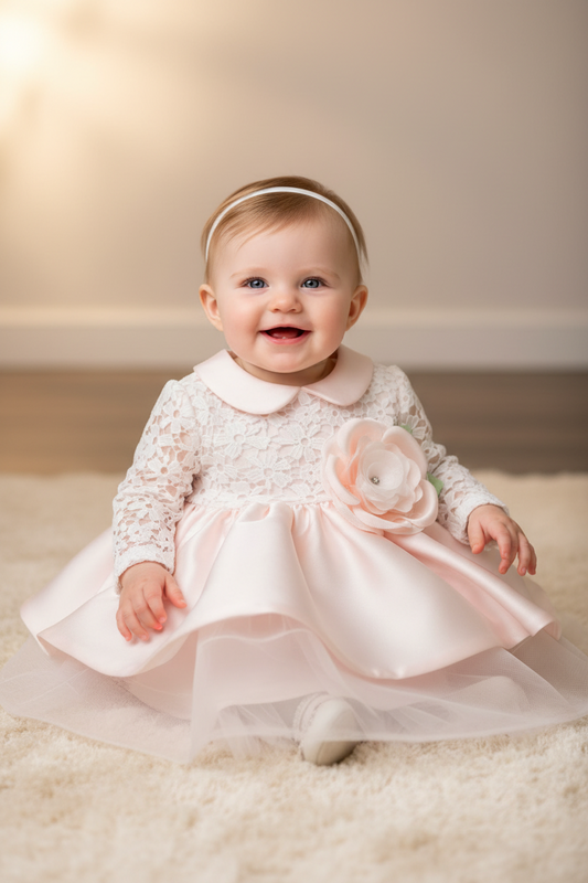 Pink lace top party Dress Made In Italy