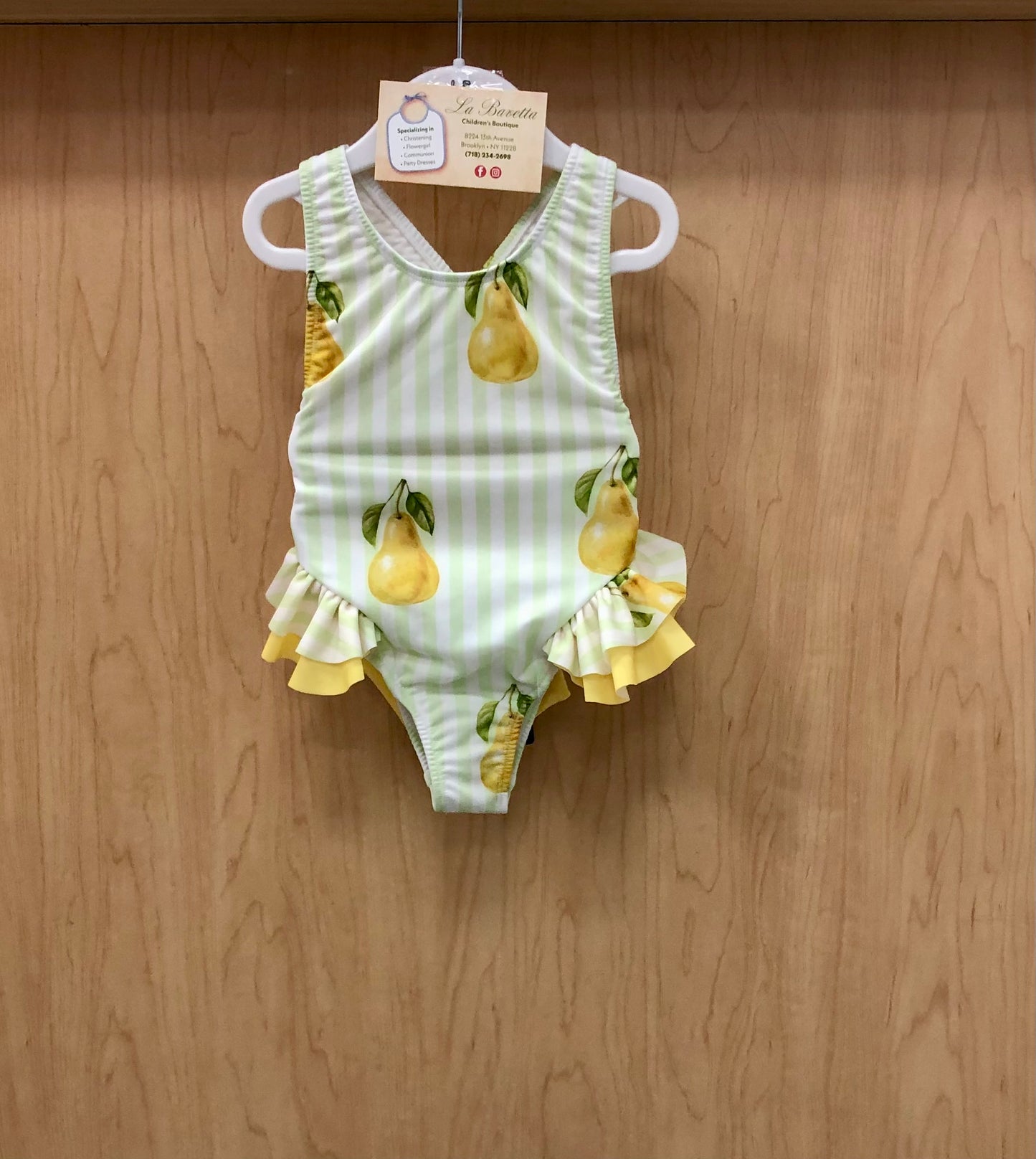 Girls one piece Pear Bathing suit made in Europe