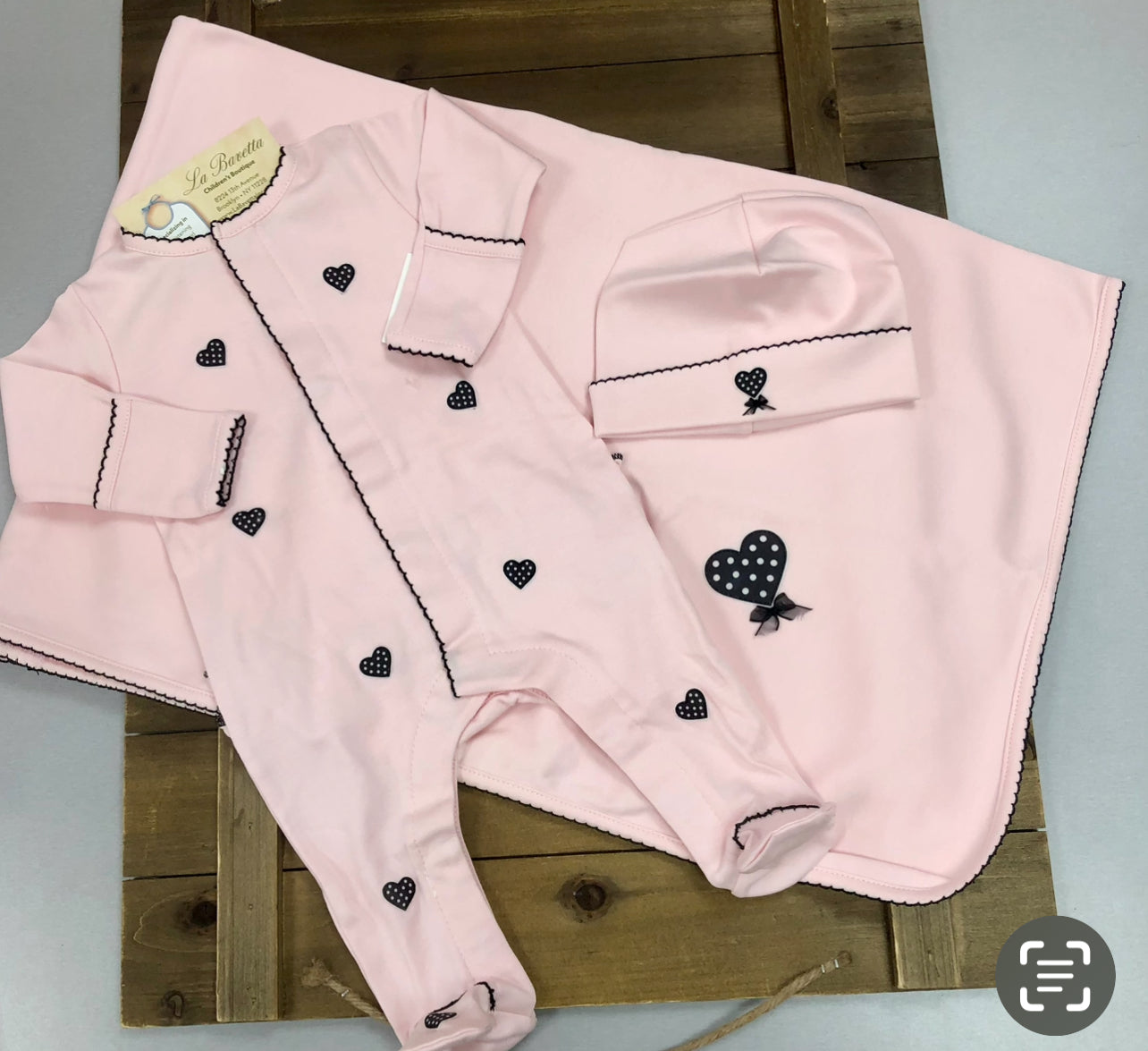 Pink Heart 3-Piece Baby Girl Take-Home Set