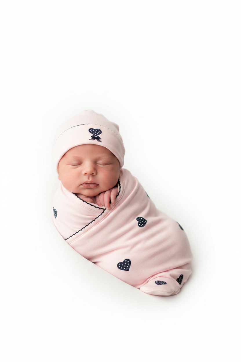 Pink Heart 3-Piece Baby Girl Take-Home Set