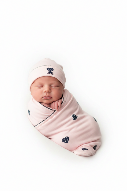 Pink Heart 3-Piece Baby Girl Take-Home Set