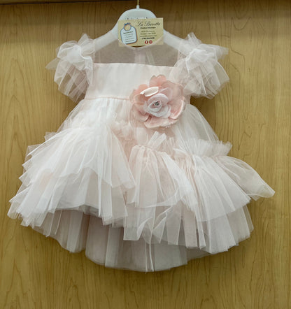 Blush Pink High-Low Tulle Dress Made In Italy