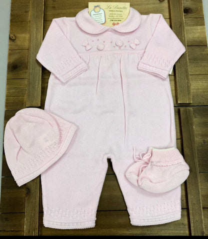 Pink Knit Baby Take-Home Set — 4-Piece Layette
