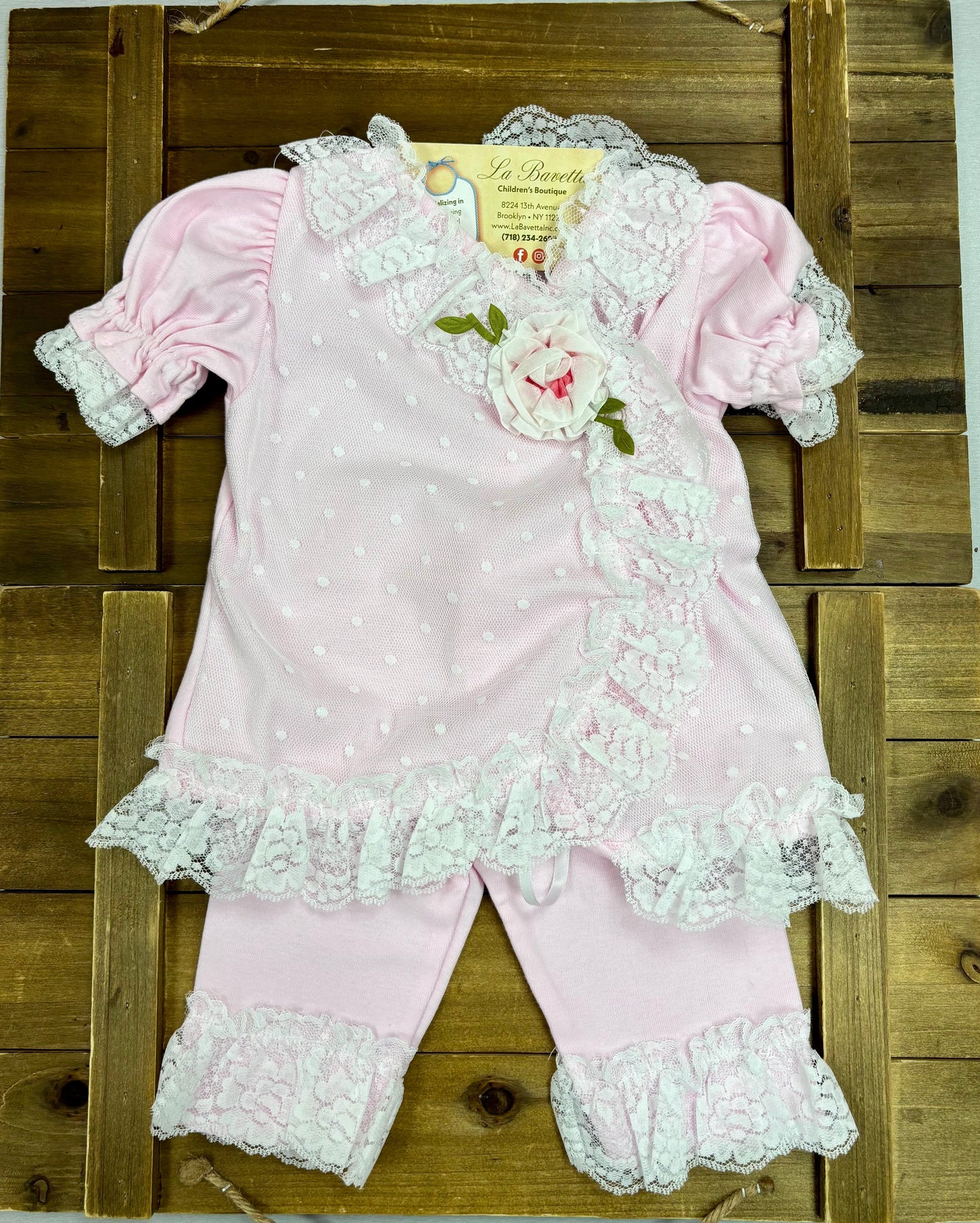 Pink Lace Rose 4-Piece Newborn Gift