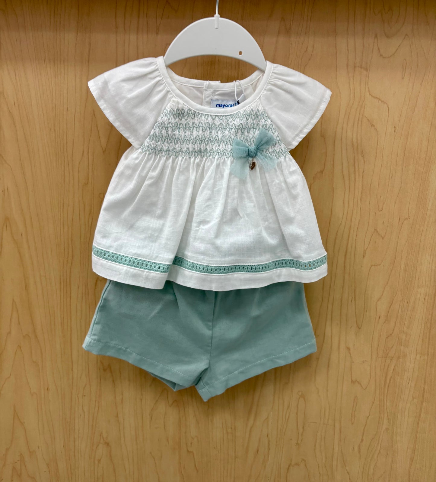 Mayoral Baby Girl Smocked Top & Shorts Set
