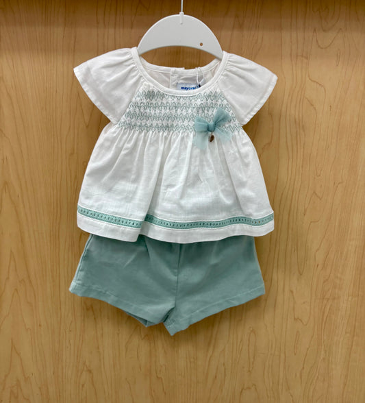 Mayoral Baby Girl Smocked Top & Shorts Set