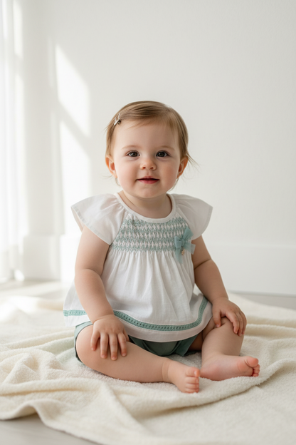 Mayoral Baby Girl Smocked Top & Shorts Set
