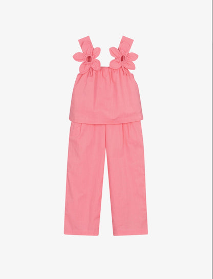 Girls pink cotton Flower pants set