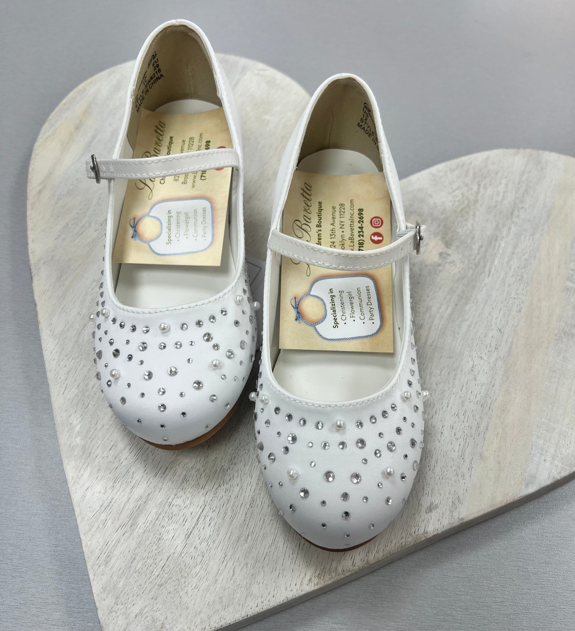 White sparkly pearl rhinestone communion shoes SW-8216 sweetie