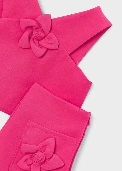 2pc fucsia  crepe girls shorts set