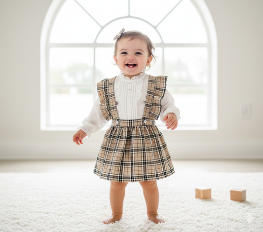 Plaid 2pc Girls romper Dress