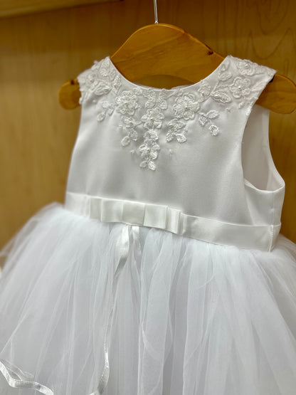 White Tulle & Satin lace top Dress