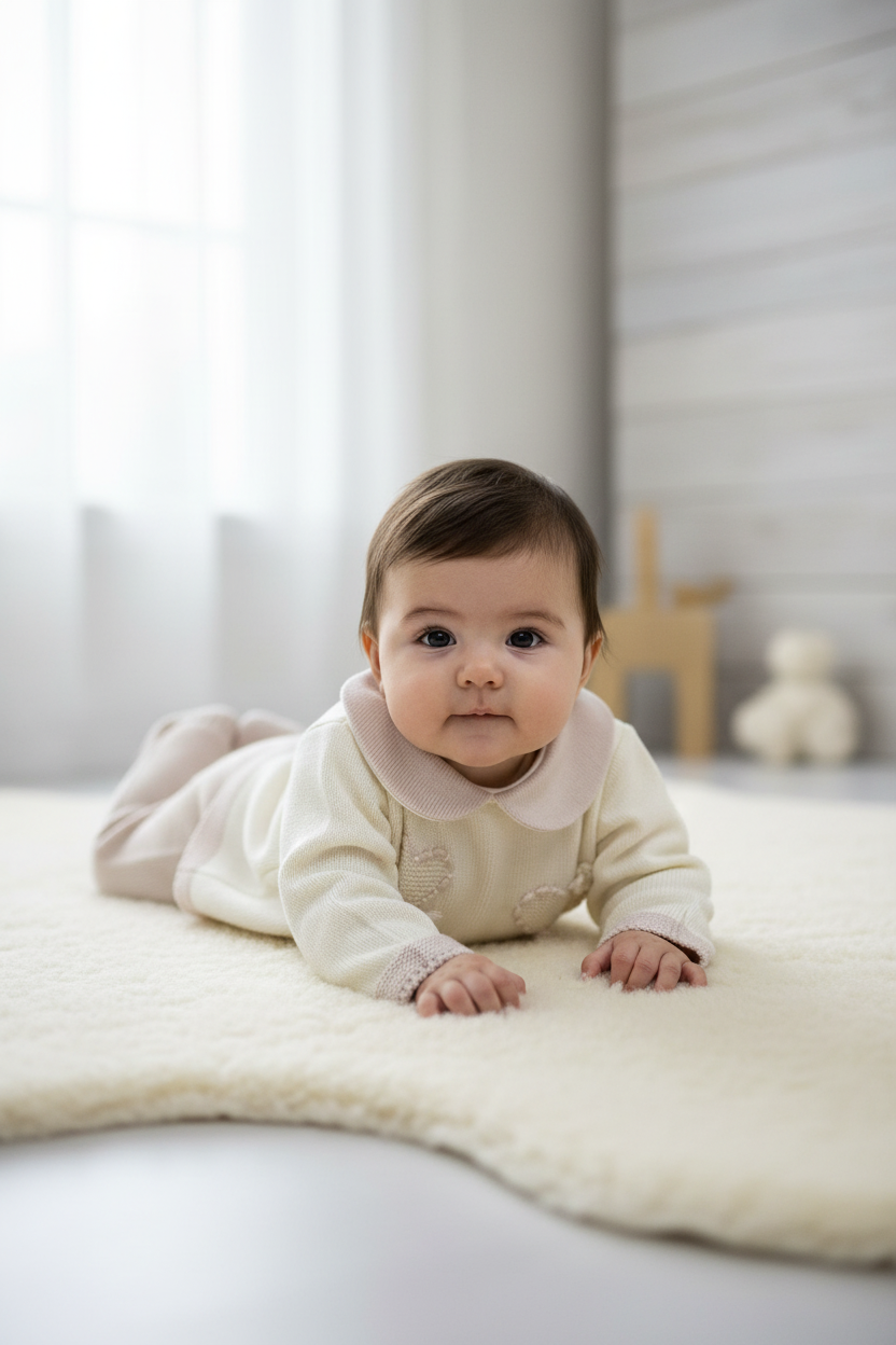 Baby Girls Ivory/Tan knit pants set