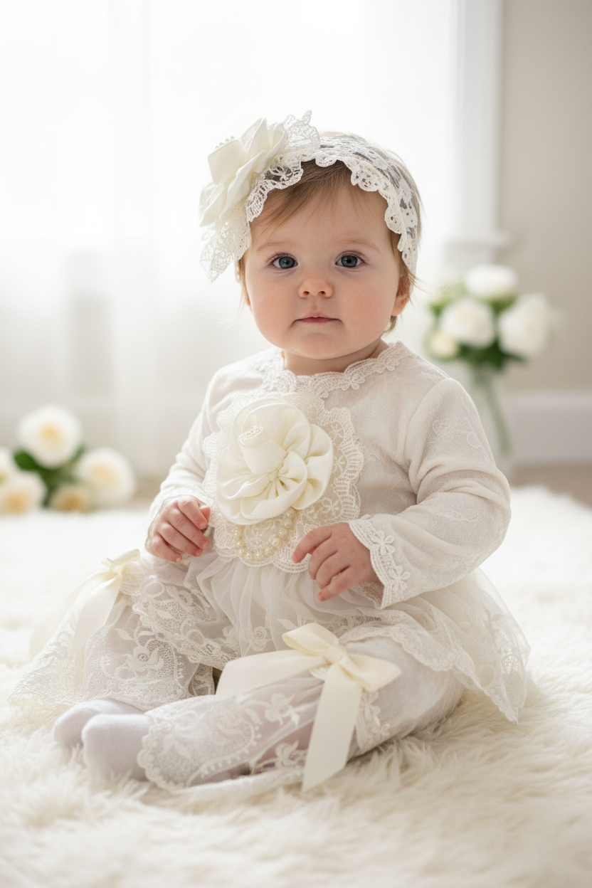 Katie Rose /Lucia Rose Velour Baby Girls Fancy Pants Set