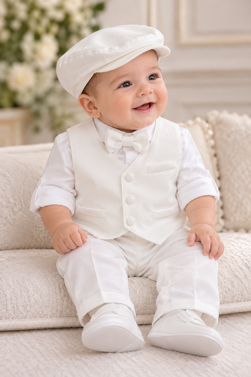 Baby Boys’ White Christening Vest Outfit – Made in Italy
