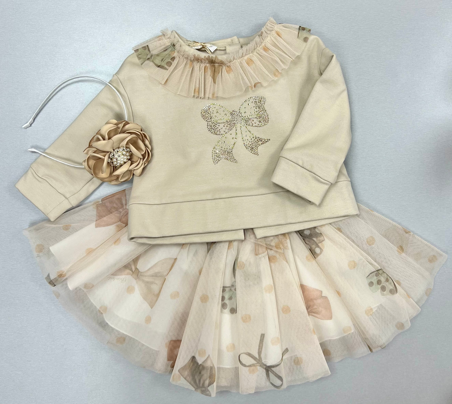 2pc Gold tone skirt set Made In Italy