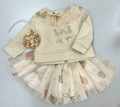 2pc Gold tone skirt set Made In Italy