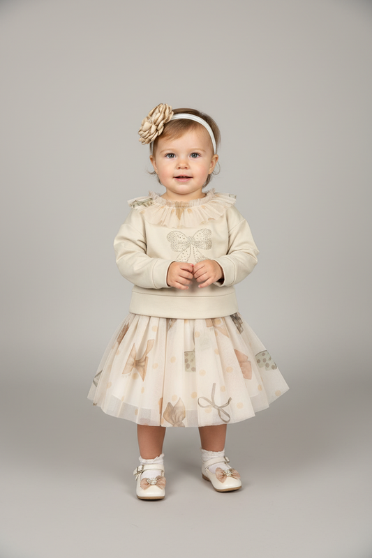 2pc Gold tone skirt set Made In Italy