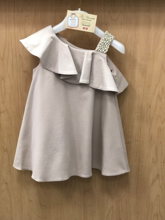 One shoulder dress with beaded strap made in Italy