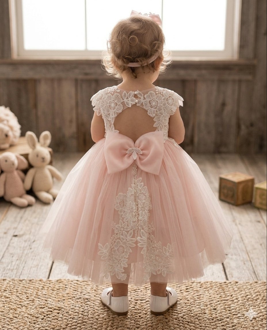 Pink Lace & Tulle Girls Special Occasion Dress