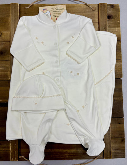 Ivory Rose Embroidery Baby Take-Home Set
