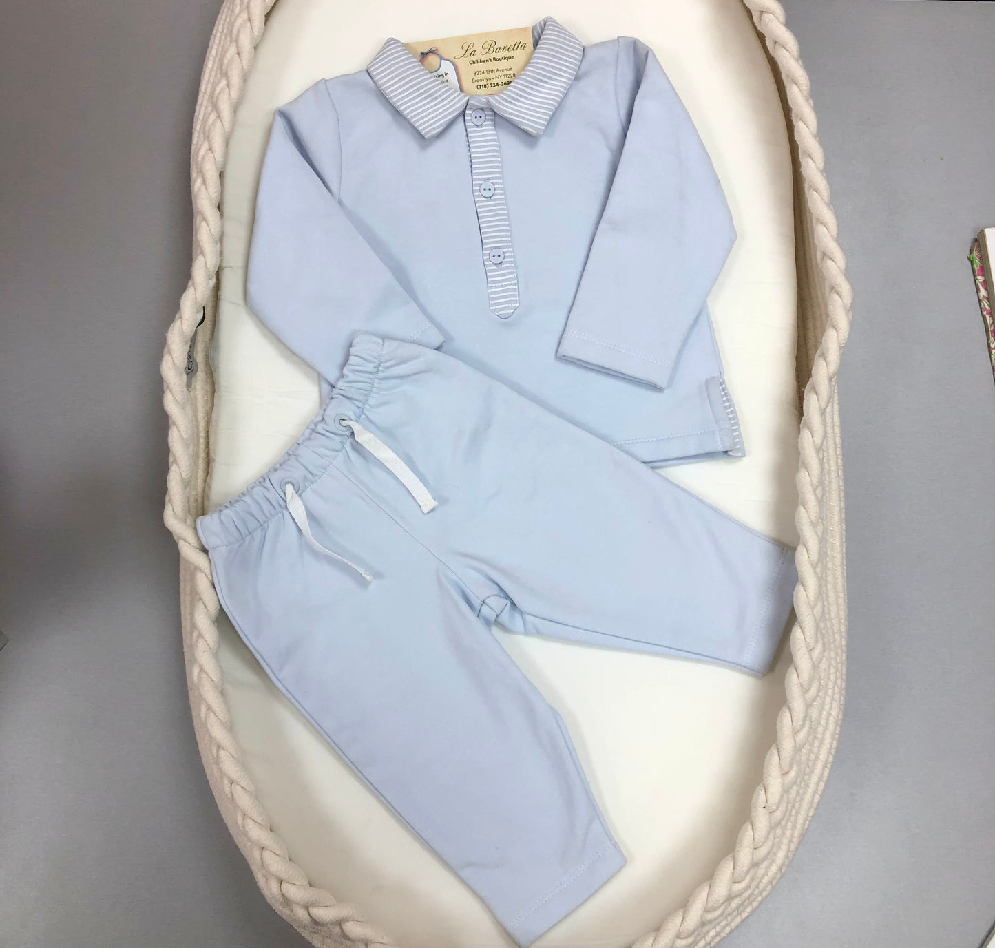 2pc light Blue Baby Boy casual pants set