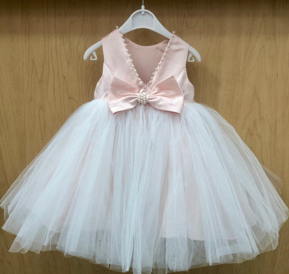 Blush pink satin and tulle Dress