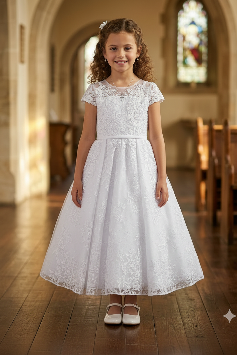 Floral Lace Communion Dress