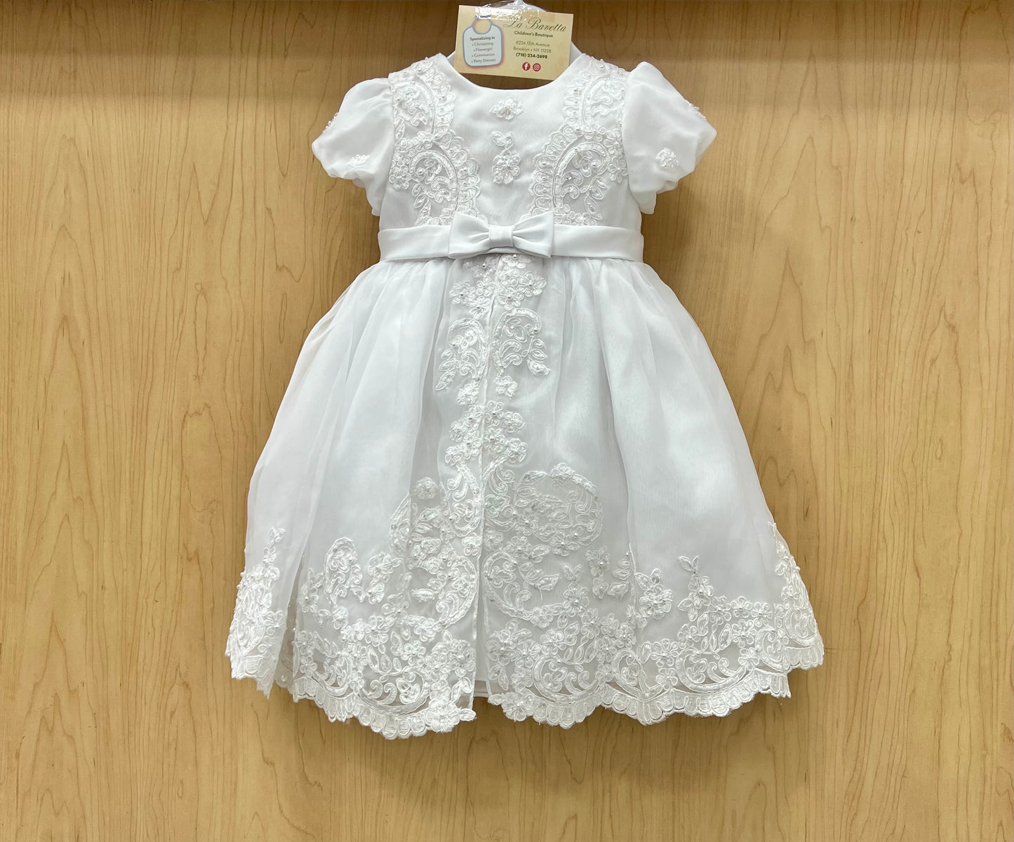 White Organza lace christening Dress