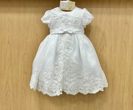White Organza lace christening Dress