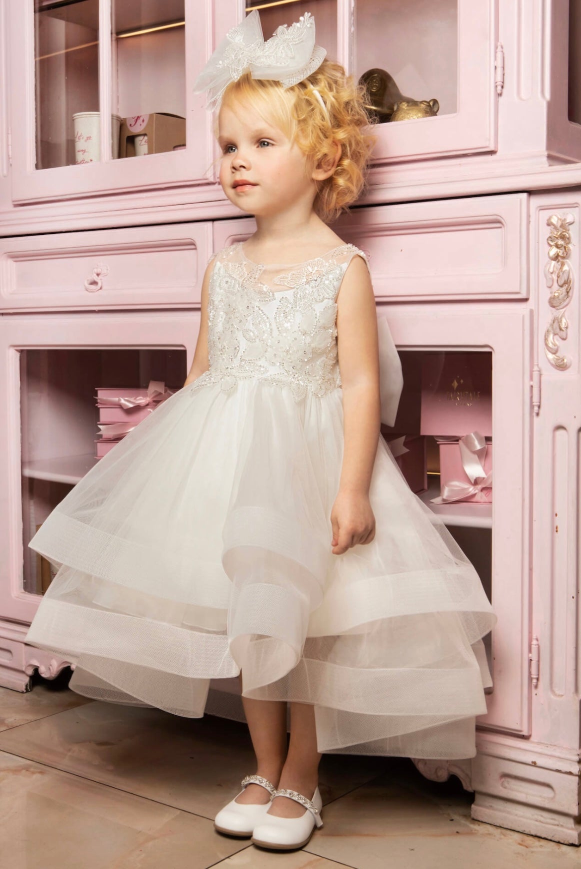 Beautiful Dolce Bambini High Low Christening flower Girl Dress