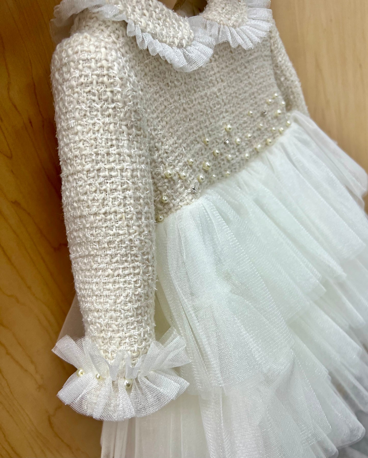 Ivory and gold tiered Dress Made in Italy Bimbalo