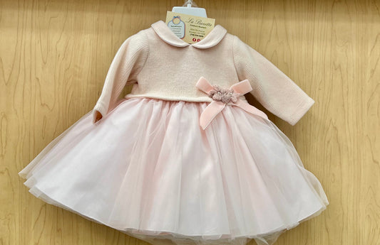 Adorable light pink baby girls dress made in Italy