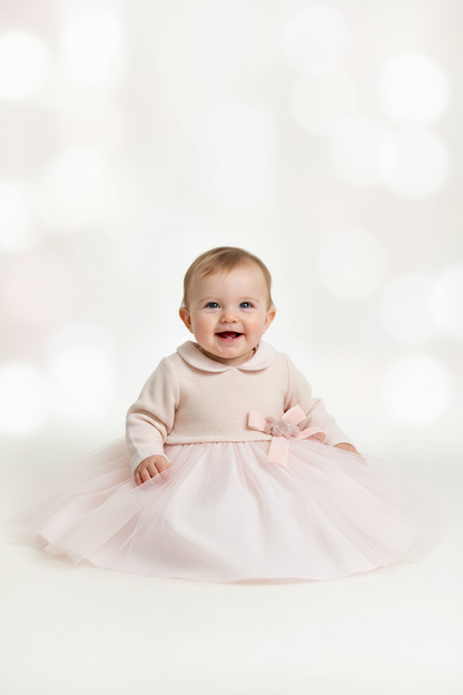 Adorable light pink baby girls dress made in Italy