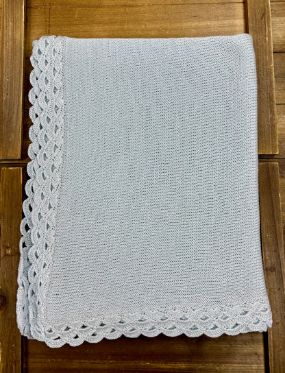 Baby Blue Knit Take-Home Set — Sweater, Pants, Hat & Blanket