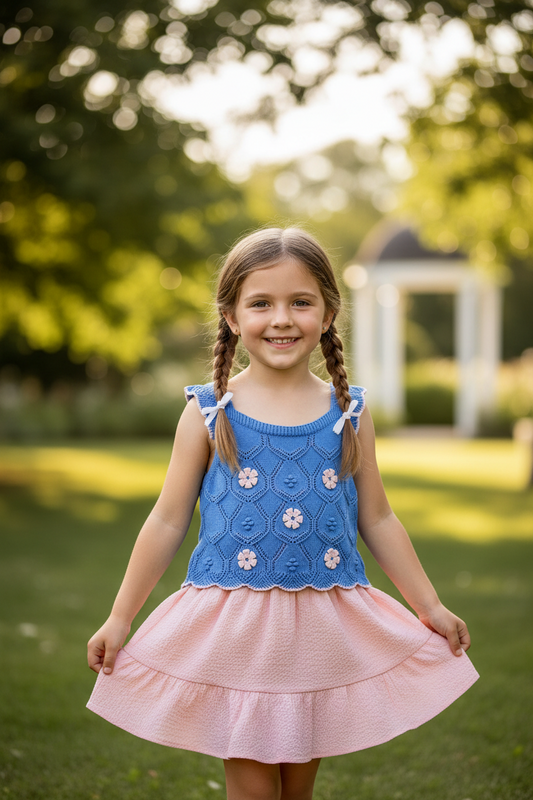 Girls 2pc skirt set knit Top/ SKirt  Set