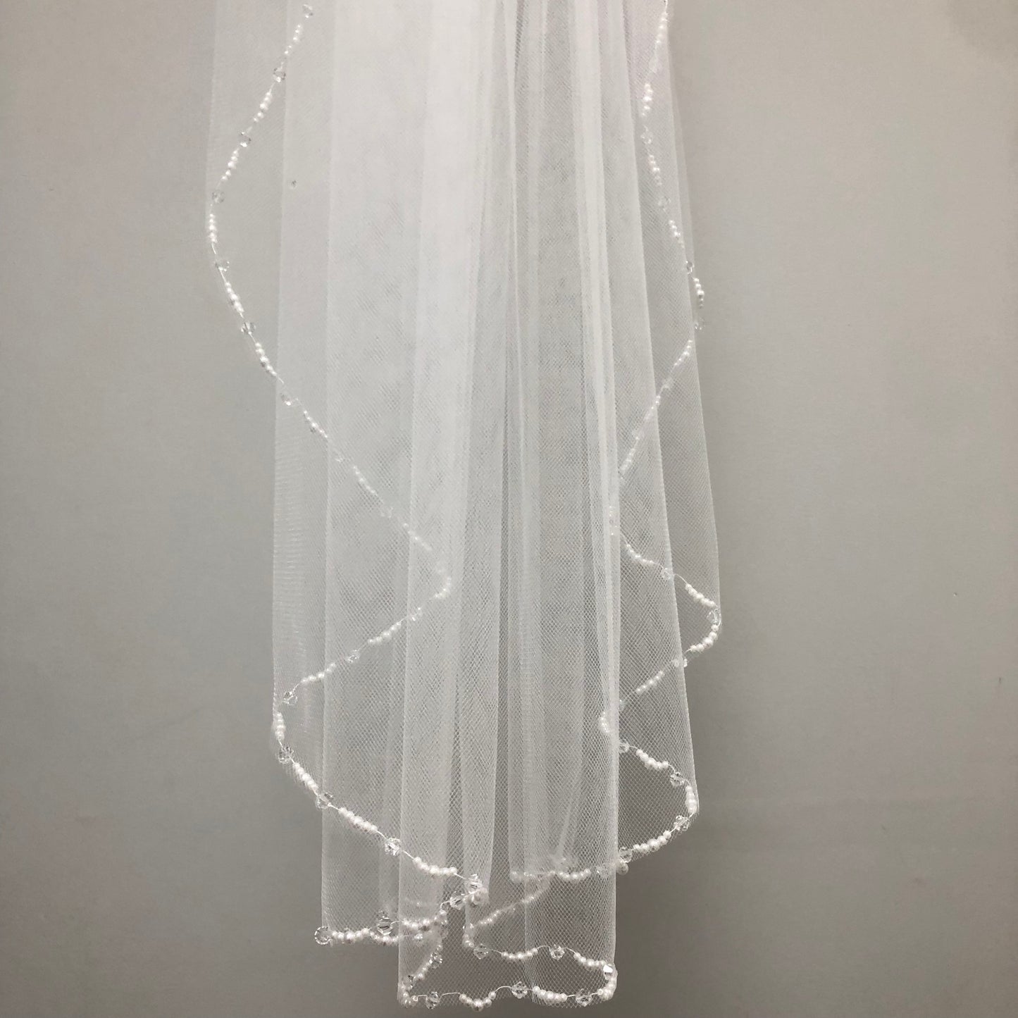 White communion veil  with pearls and rinestones