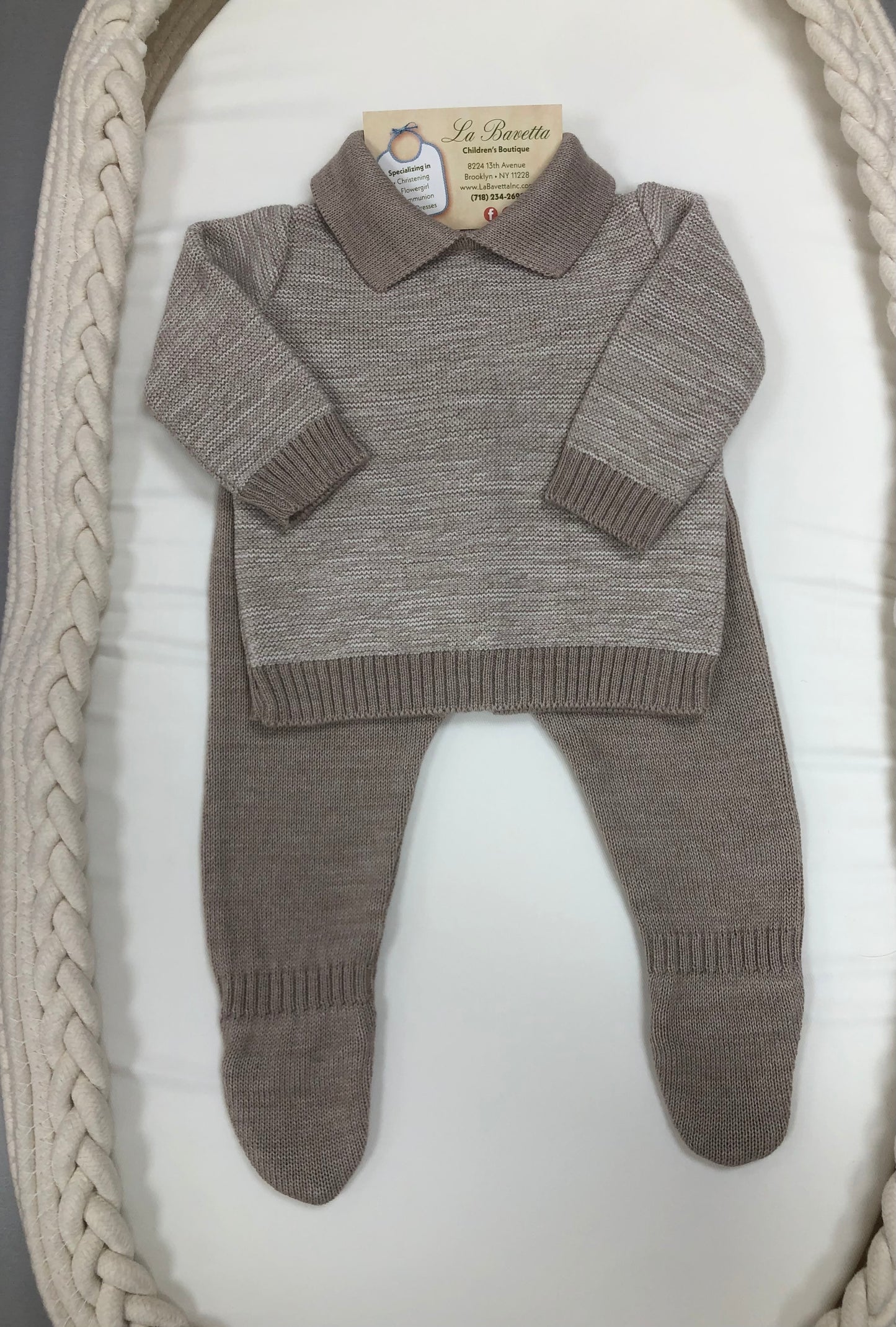 Baby Boy knit brown/ beige set