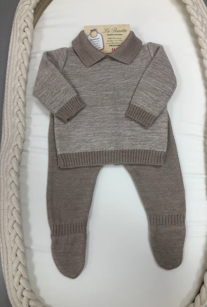 Baby Boy knit brown/ beige set