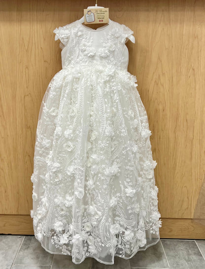 3D Floral lace christening Dress