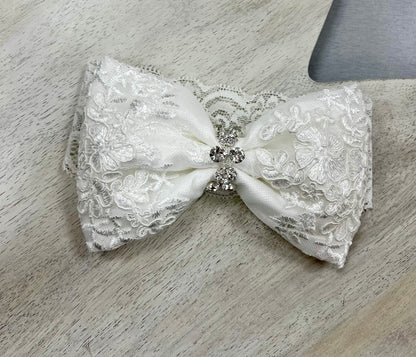 Carly silk/lace custom couture christening Gown with detachable skirt