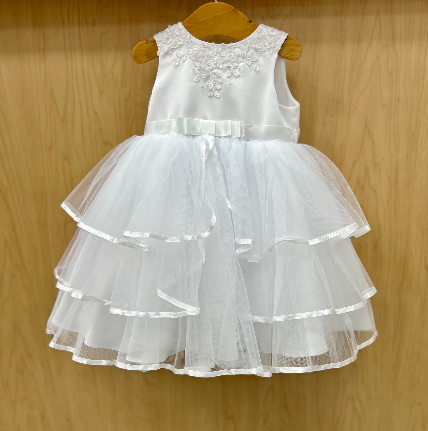 White Tulle & Satin lace top Dress