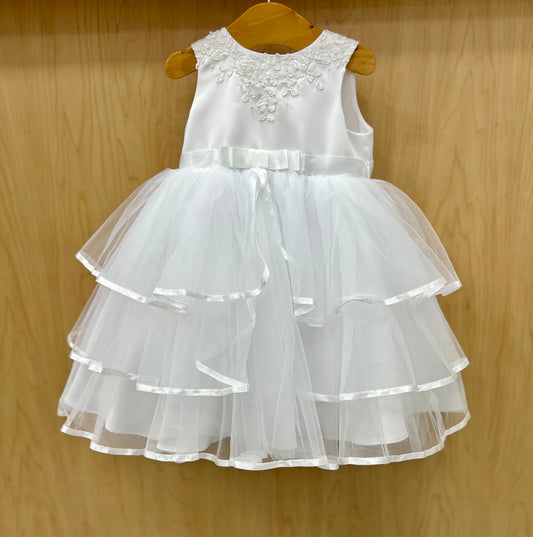 White Tulle & Satin lace top Dress