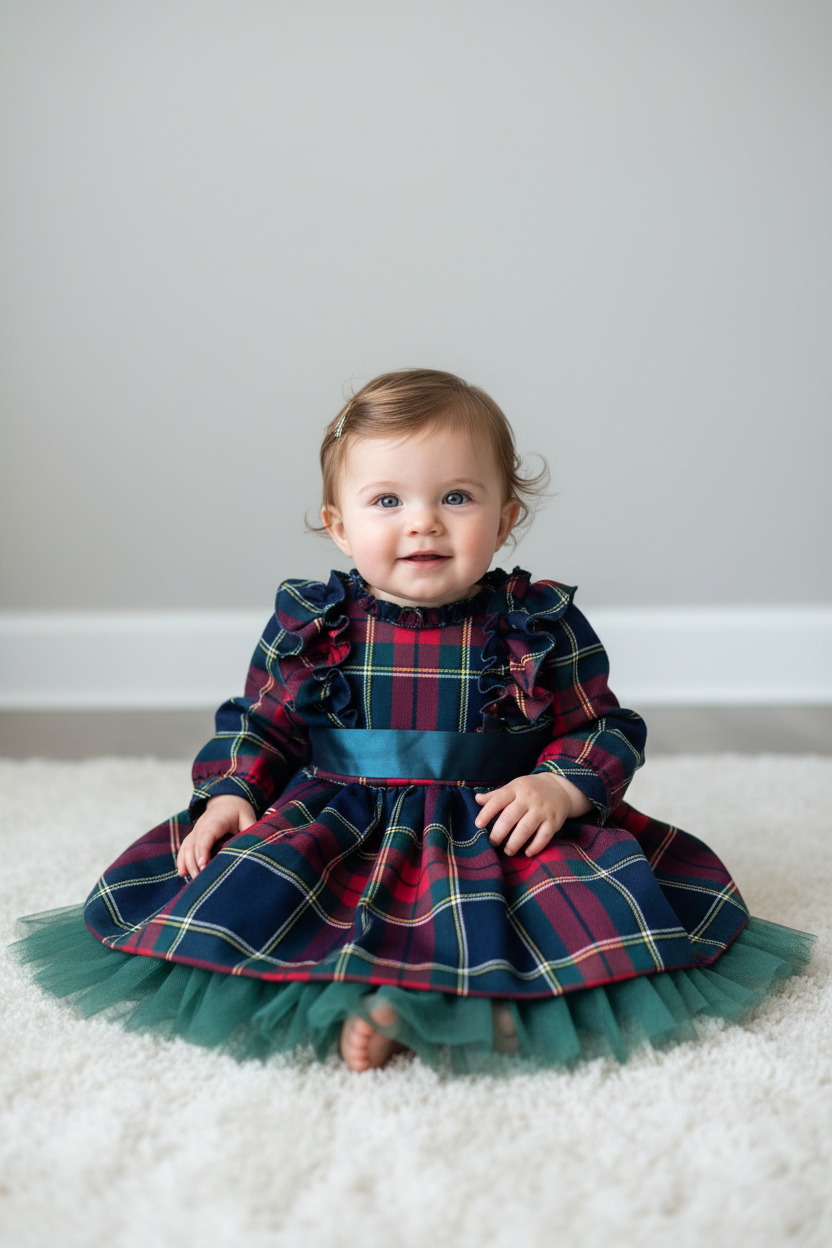 Tarten/ plaid Baby girls Dress Bimbalo Made In Italy