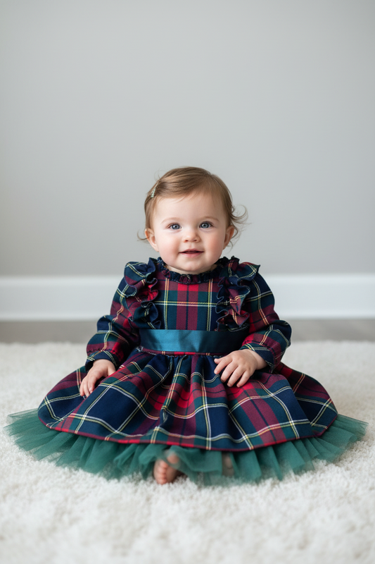 Tarten/ plaid Baby girls Dress Bimbalo Made In Italy