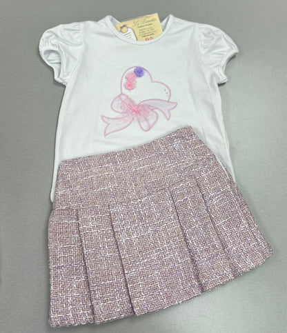 Pink/lavender  Tweed Three-Piece Outfit Set Made In Italy