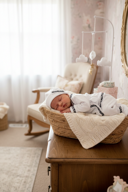 Baby 3-Piece Take-Home Set – White with Leopard Trim
