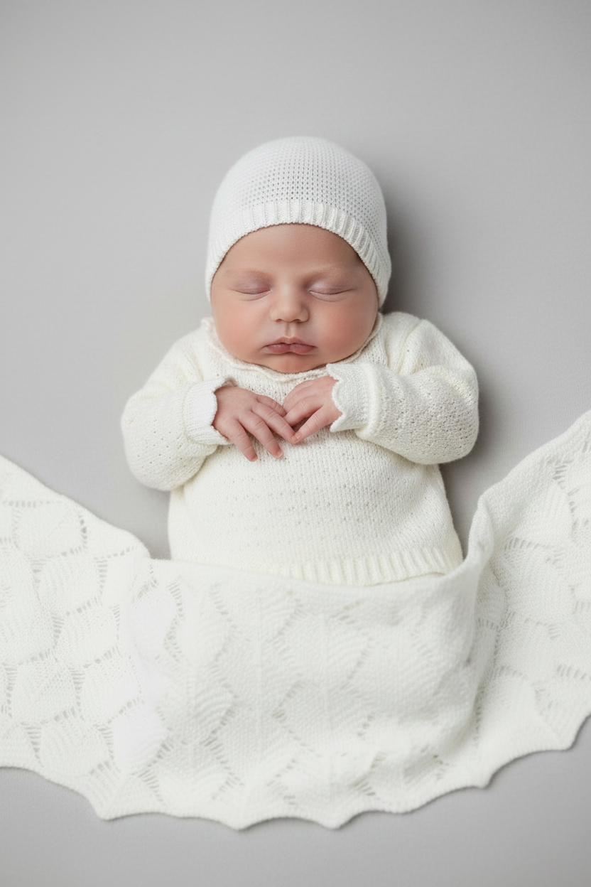 Elegant cream knit girls take me home set J6022